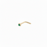 Mini Emerald Nose Stud 9k Gold on white background