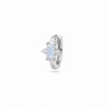 Moonstone & White Sapphire Huggie Hoop Earring Sterling Silver