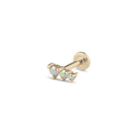 single mercury mystic topaz graduated bar flat back earring in 14k Gold 