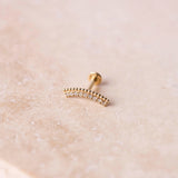 Curved Diamond Beaded Flat Back 9k Gold Sample
