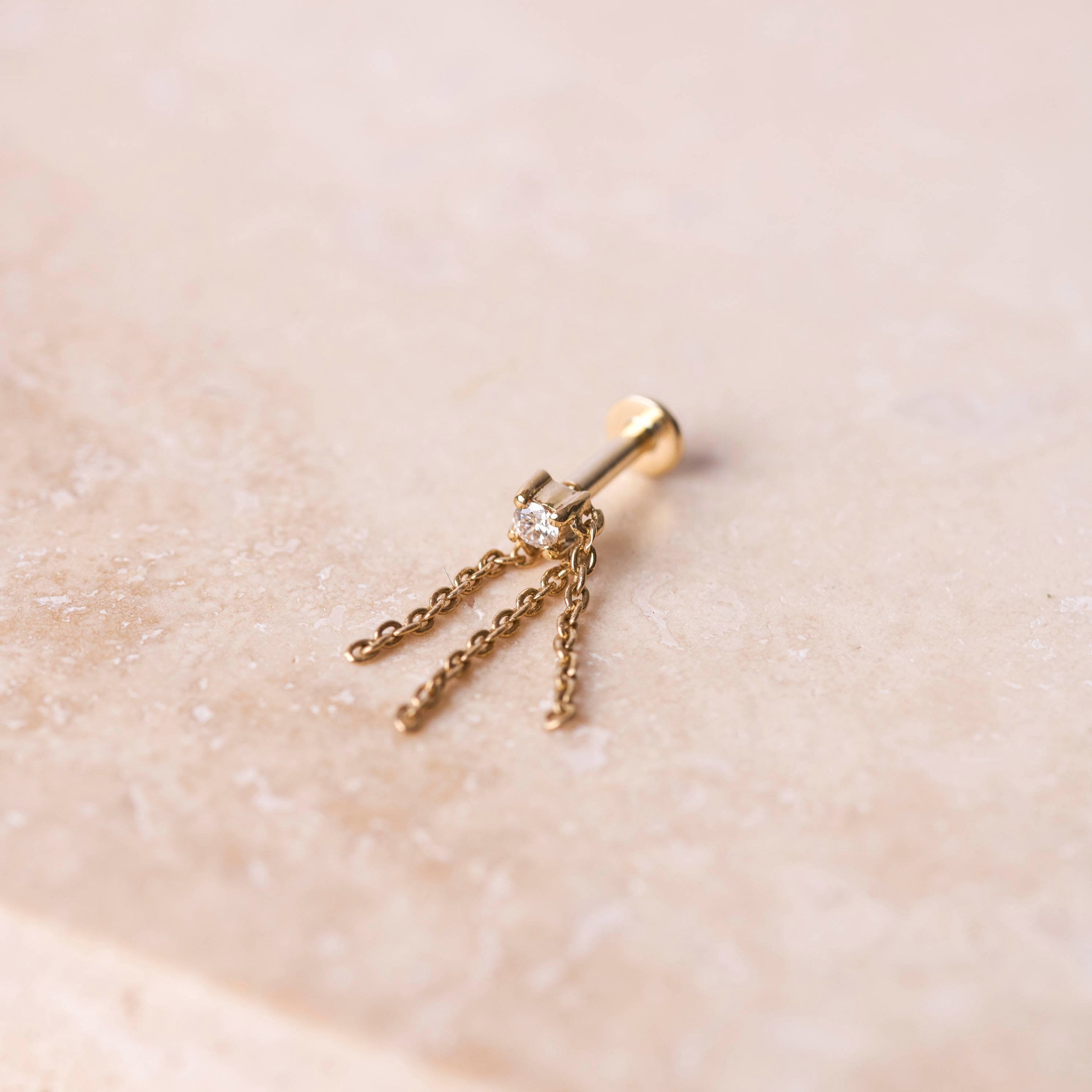 Diamond Chain Flat Back Earring 9k Gold Sample