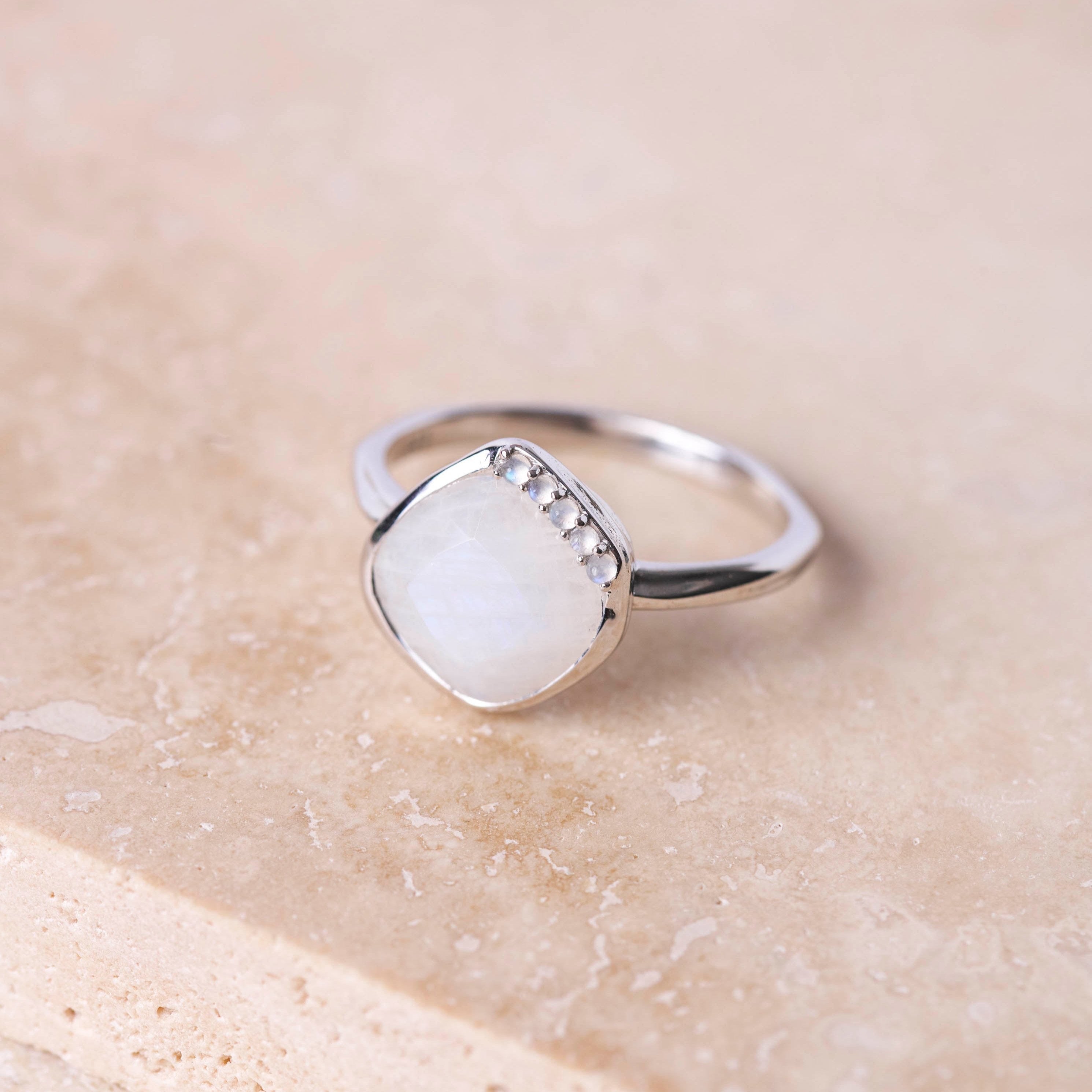 Grecian Moonstone Ring Sterling Silver Size N Sample