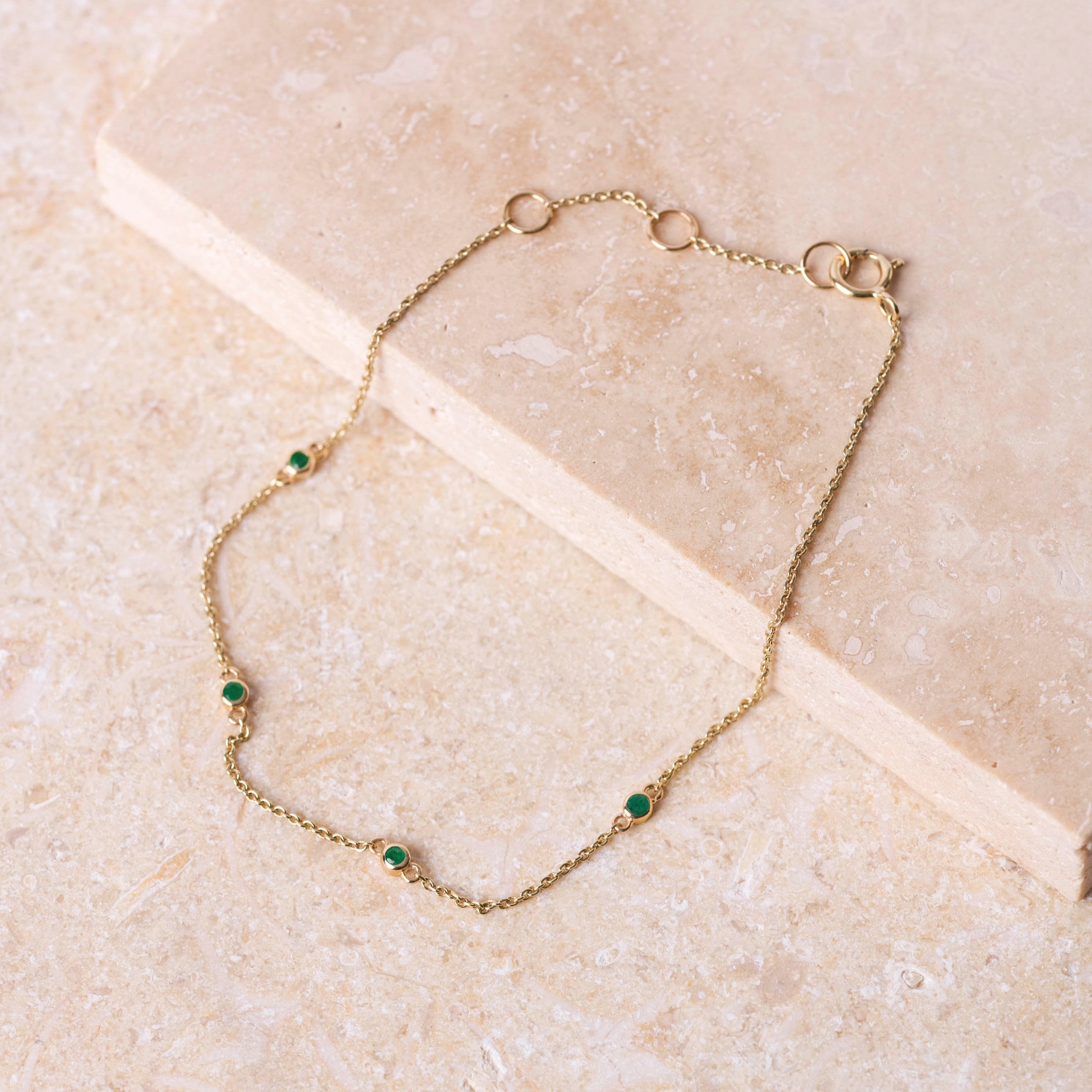 Emerald Station Bracelet 9k Gold Sample