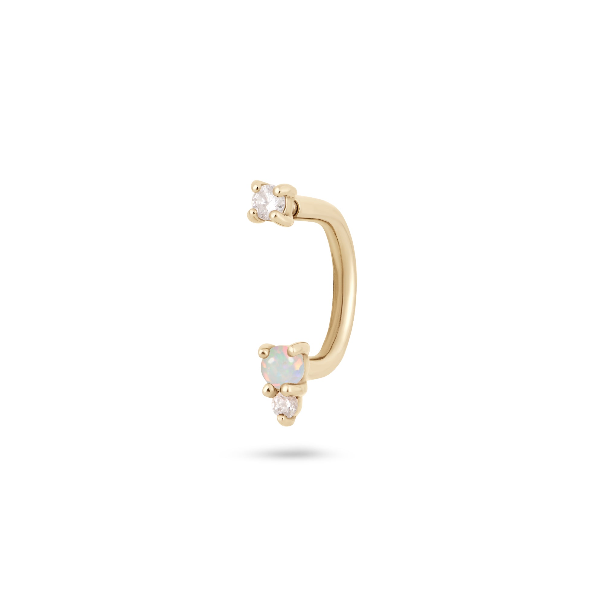 Opal & Diamond Rook Bar Earring solid gold