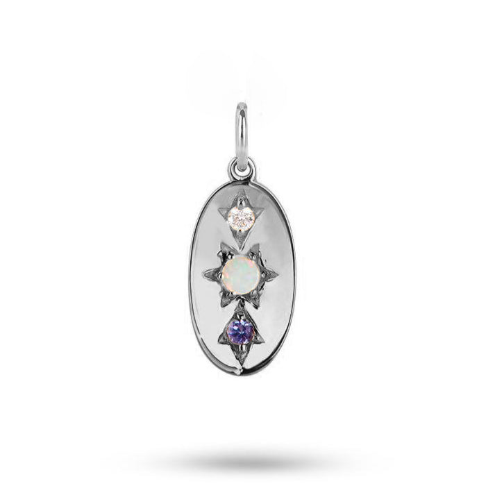Personalised dome pendant sterling silver white back ground