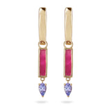 Pink Quartz & Tanzanite Hoop Earrings 9k Gold