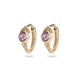 Pink Sapphire Boho Huggie Hoop Earring 9k Gold Pair