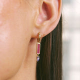 Pink Quartz & Tanzanite Earring Charm 9k Gold