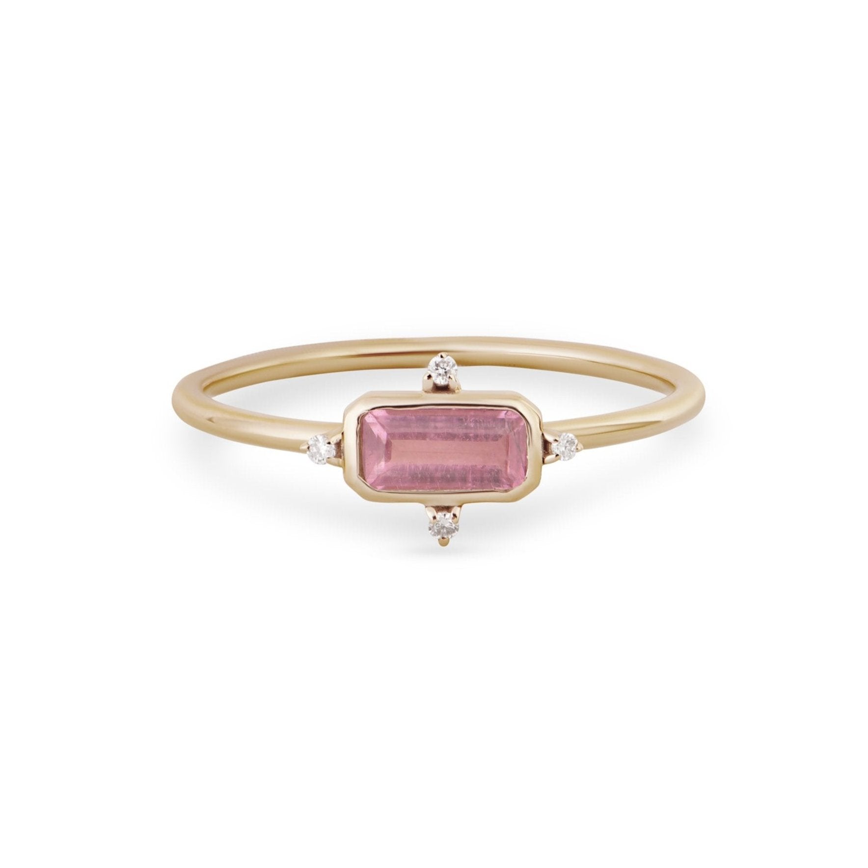 Pink Tourmaline & diamond ring solid gold