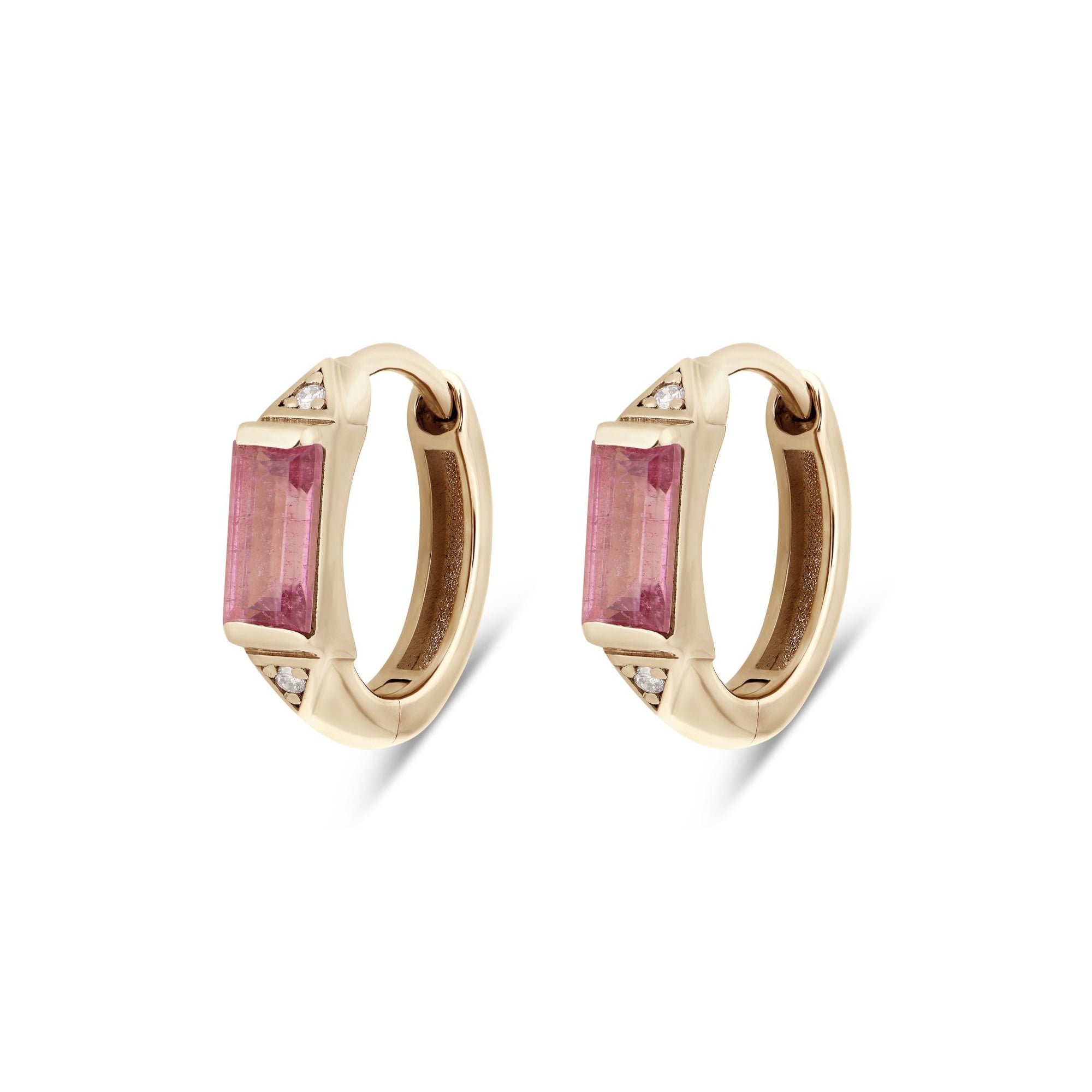 Tourmaline & Diamond Hoop earrings solid gold