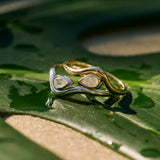 Raindrop Ring 9k Gold and silver ring