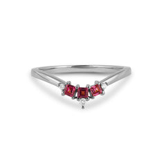 Rhodolite & White Sapphire Wishbone Silver white background