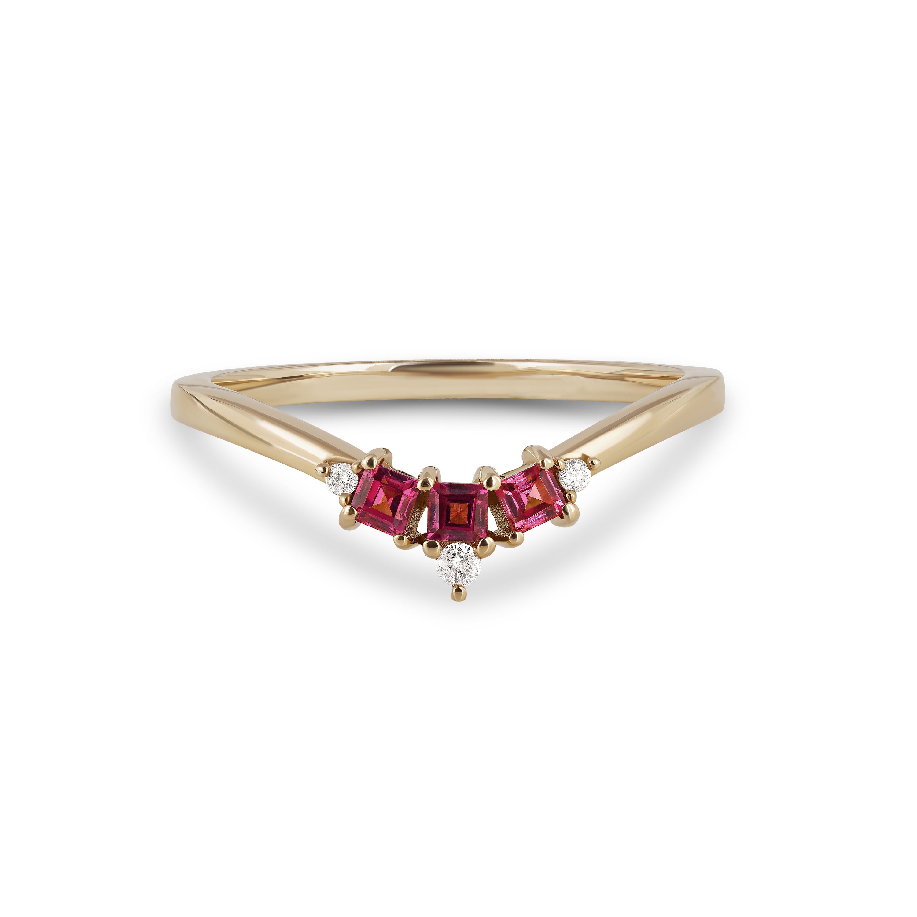 Rhodolite & diamond wishbone Gold white background