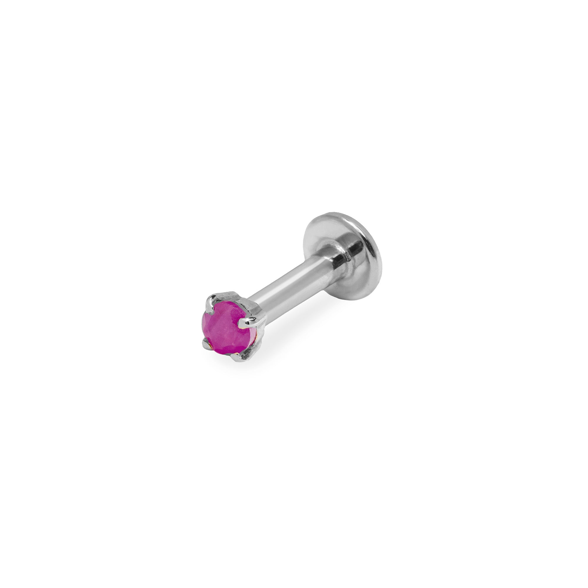 Flat Back Ruby Mini Ruby Solitaire Flat Back Earring 14k White Gold – Zohreh V. Jewellery
