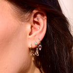 solid gold charm earring on model