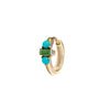 Green Tourmaline & Turquoise Huggie Hoop Earring 9k Gold