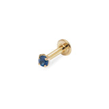 Mini Sapphire Solitaire Flat Back Earring 14k Gold