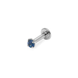 Mini Sapphire Solitaire Flat Back 14k White Gold