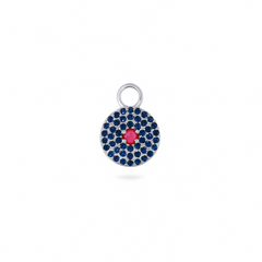 Sapphire & Ruby Pavé Disc Earring Charm 9k White Gold - Zohreh V. Jewellery