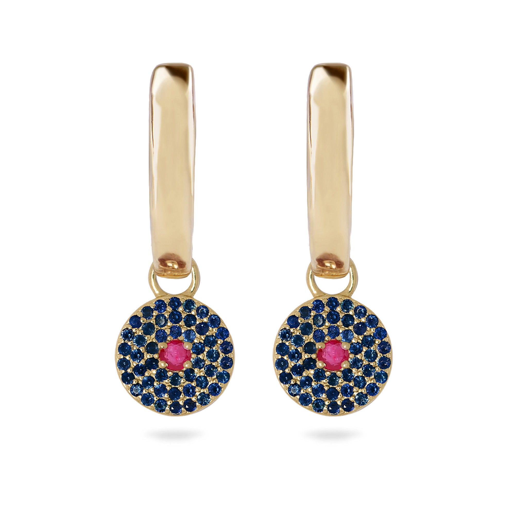 sapphire hoops 9k gold white background