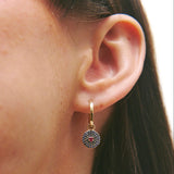 Sapphire & Ruby Pavé Disc Hoop Earrings 9k Gold