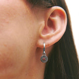 Sapphire & Ruby Pavé Disc Earring Charm 9k White Gold