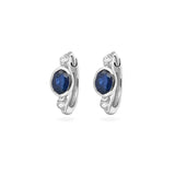 Sapphire Huggie Hoop Earring Sterling Silver Pair