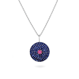 Sapphire & Ruby Pavé Disc Necklace 9k White Gold