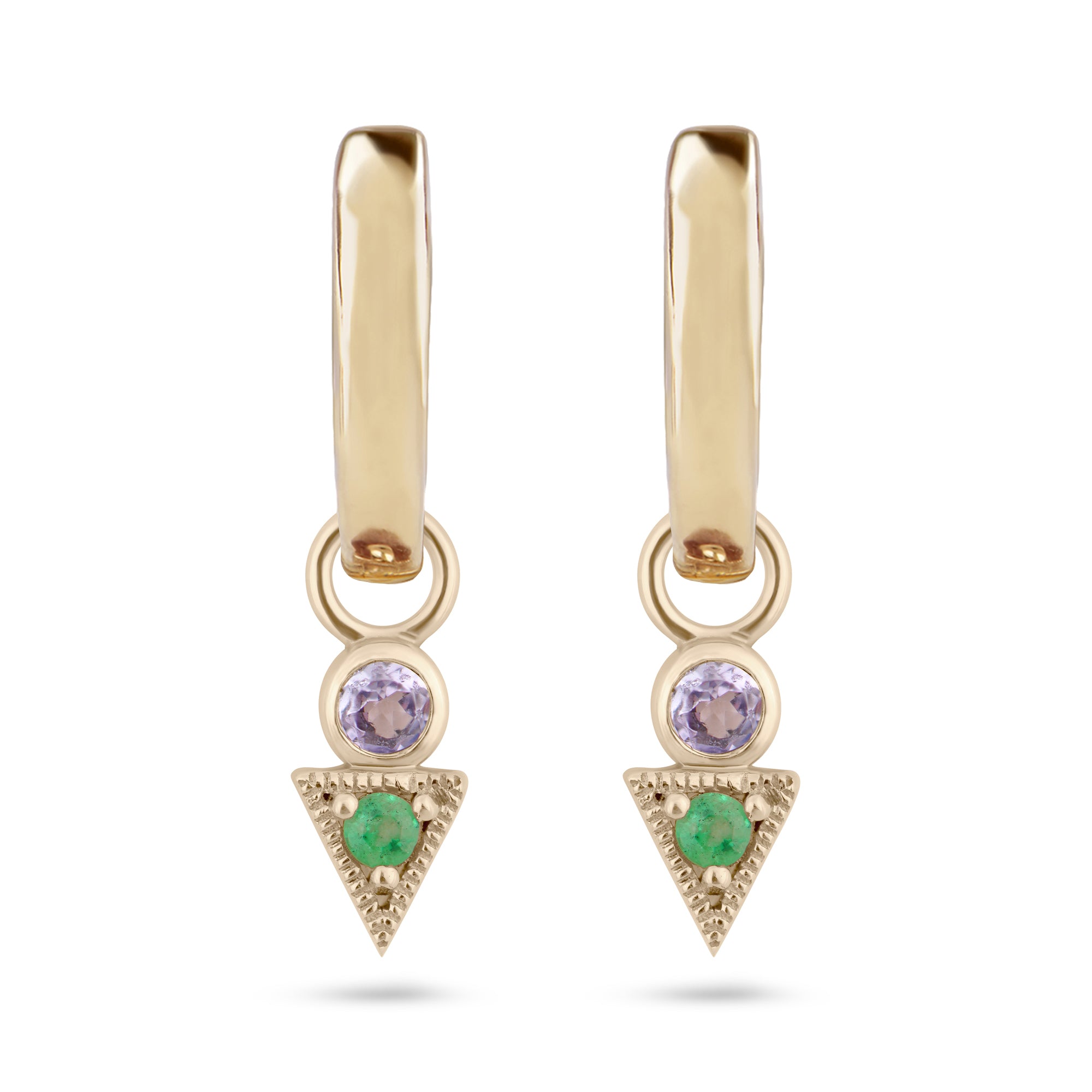 Emerald & Tanzanite Hoops
