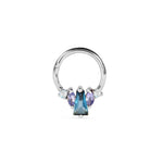 Blue Topaz silver Hoop for daith piercings