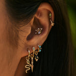 Green Tourmaline & Turquoise Huggie Hoop Earring 9k Gold
