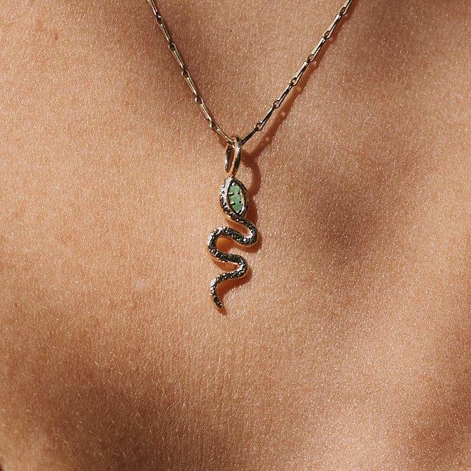 close up of the Snake Pendant 9k Gold
