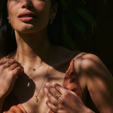 model wearing the Snake Ring 9k Gold and matching necklace