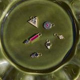 Green Tourmaline, Diamond & Moonstone Earring Charm 9k Gold