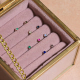 flat back earrings in pink box