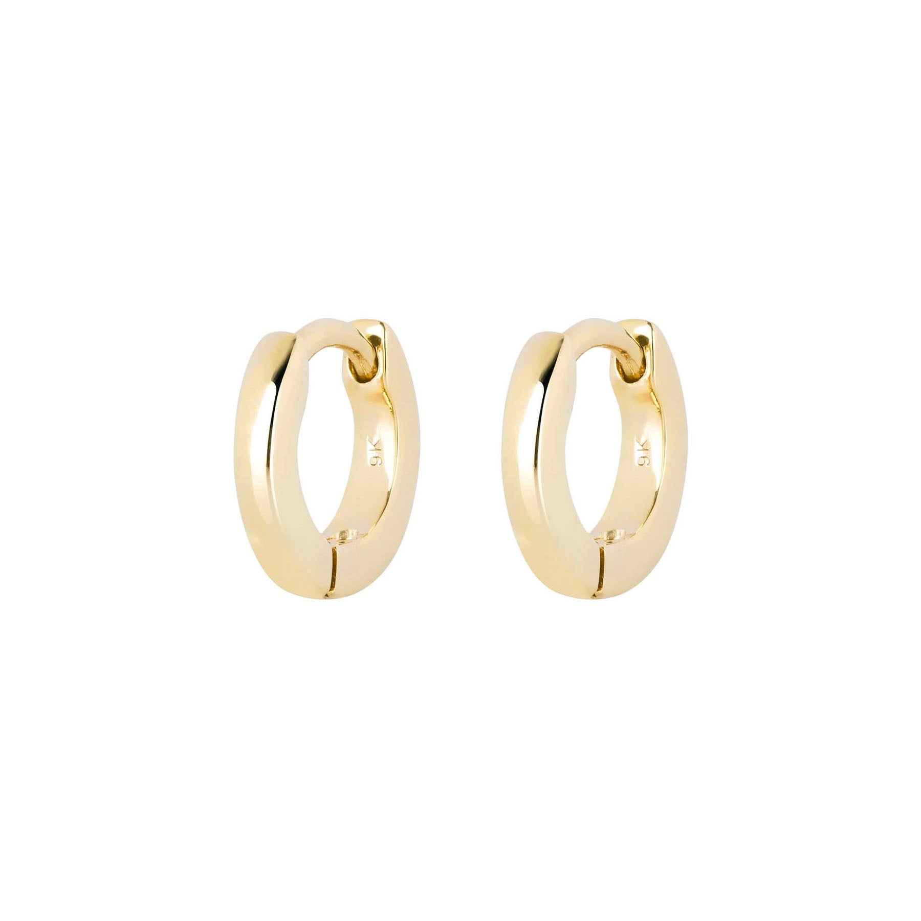 Teeny Wide Huggie Hoop Earring Pair 9k Gold