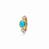 Turquoise & White Sapphire Huggie Hoop Earring 9k Gold