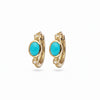 Turquoise & White Sapphire Huggie Hoop Earring Pair 9k Gold