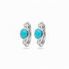 Turquoise & White Sapphire Huggie Hoop Earring Pair Sterling Silver