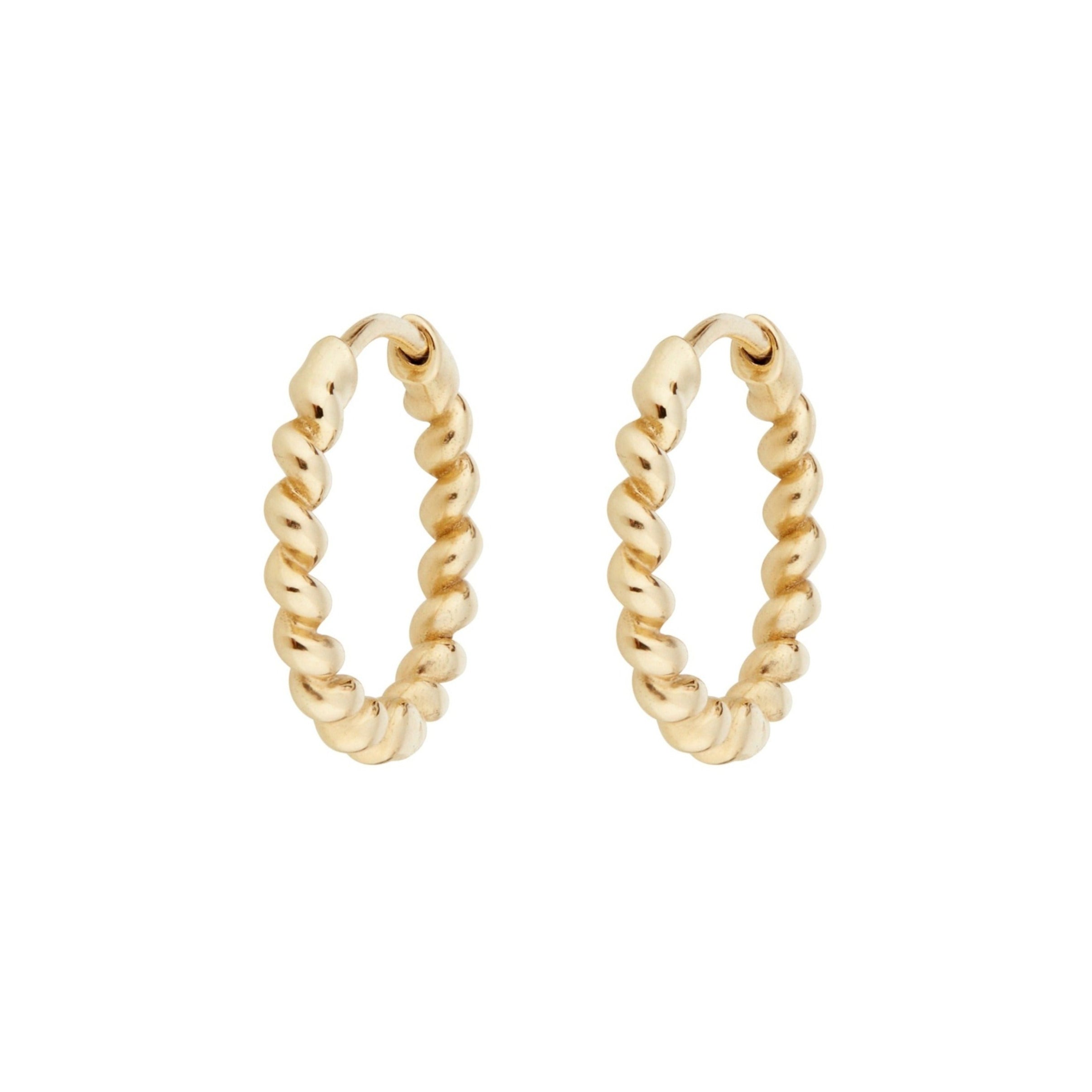 Twisted Huggie Hoop Earring Pair 9k Gold