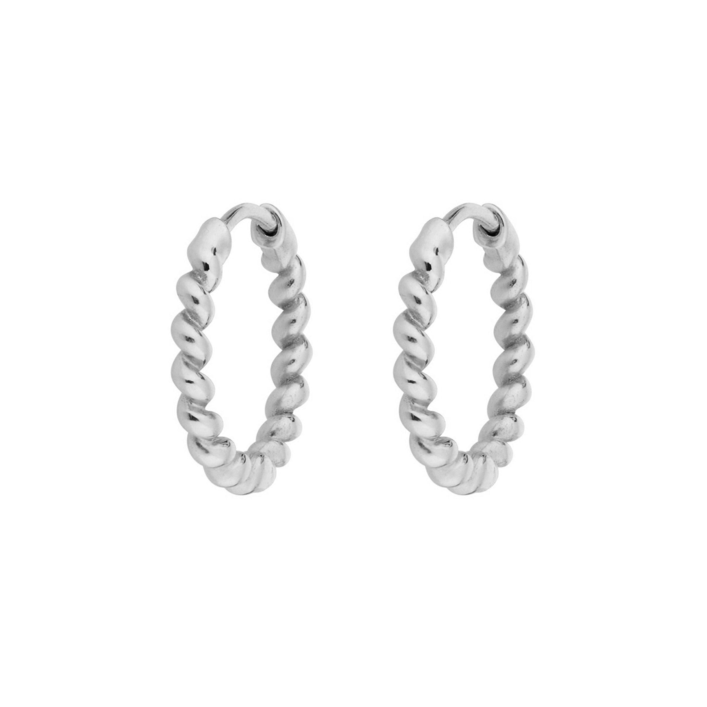 Twisted Huggie Hoop Earring Pair Sterling Silver