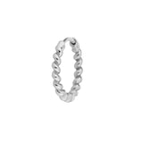 Medium Twisted Huggie Hoop Earring Sterling Silver on white background