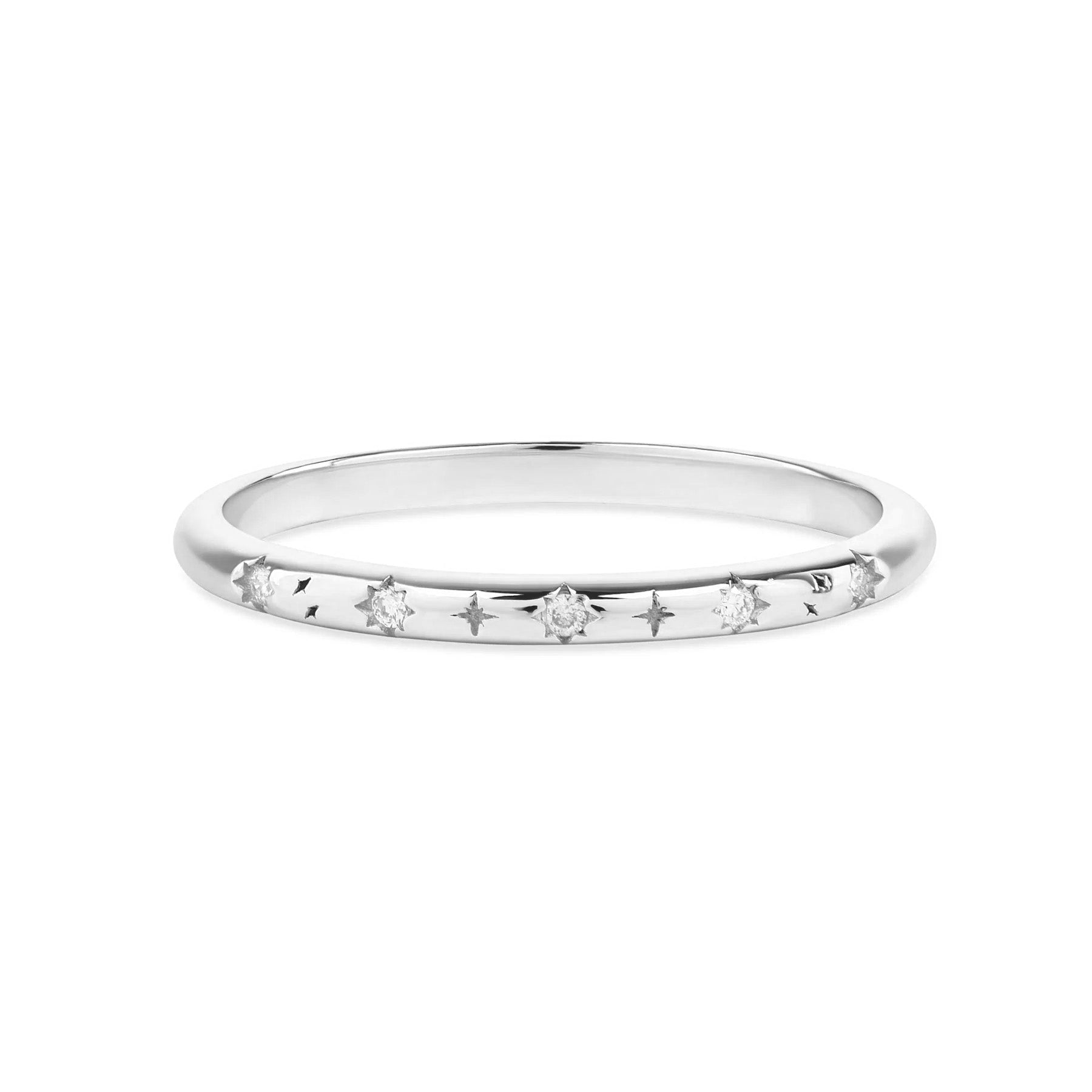 Celestial Diamond Band Ring 9k White Gold