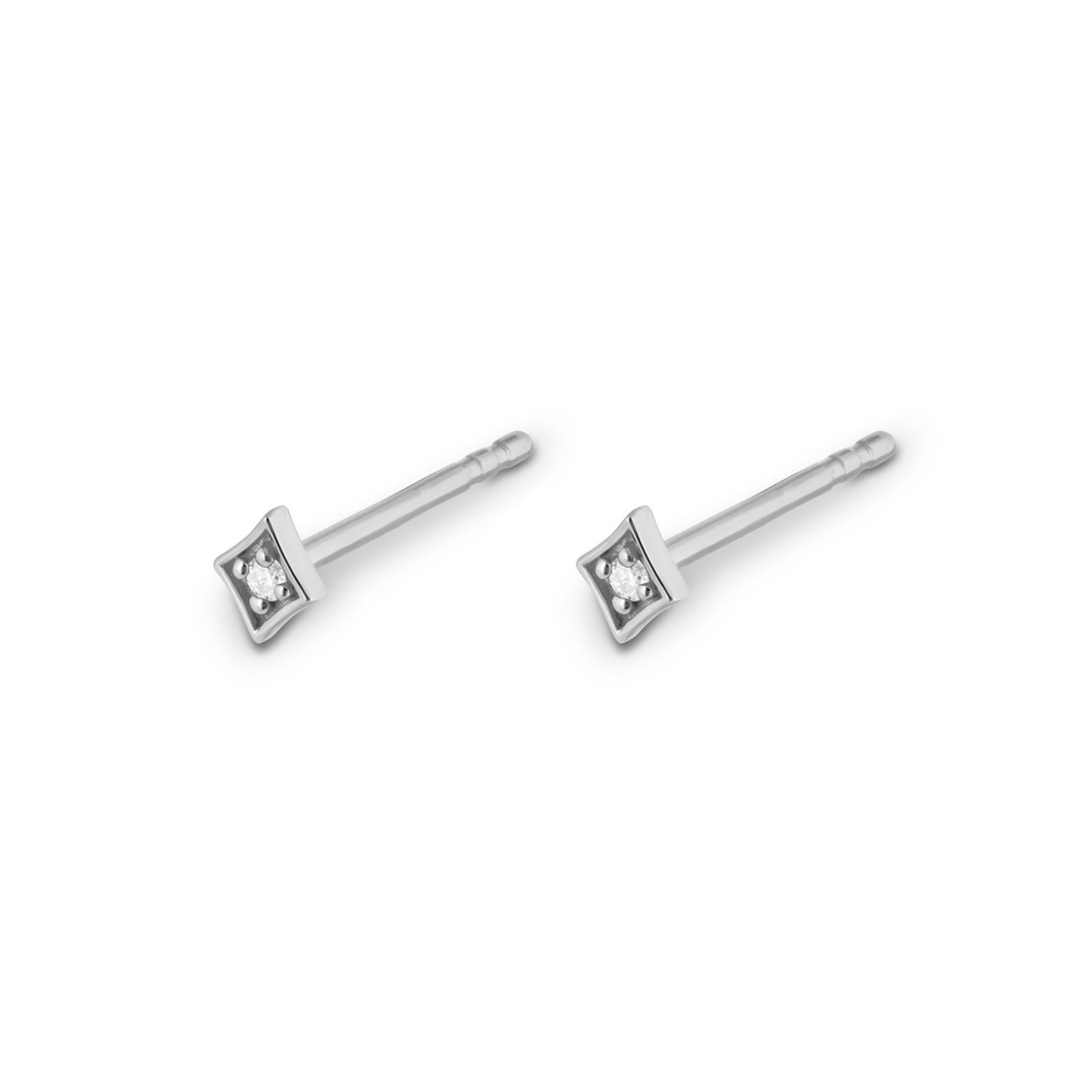 Diamond Star Stud Earring Pair 9k White Gold