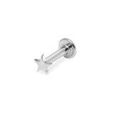 Mini Star Flat Back Earring 14k White Gold