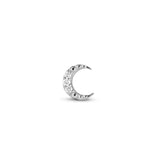 Celestial Diamond Moon Flat Back Earring 14k White Gold