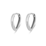 Wave Huggie Hoop Earring Sterling Silver Pair on white background