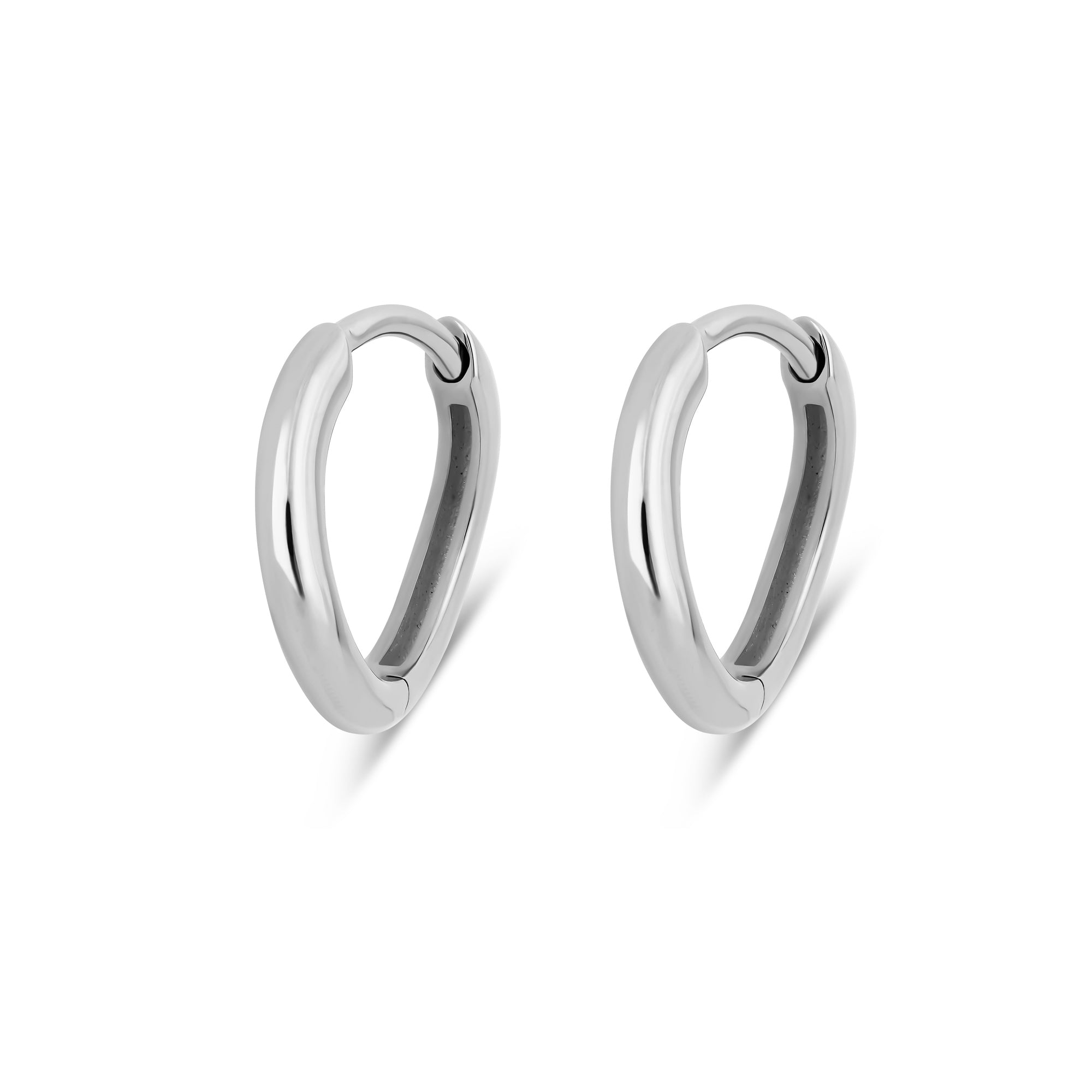 Wave Huggie Hoop Earring Sterling Silver Pair on white background