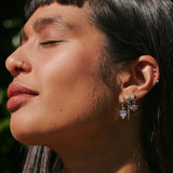 Labradorite & White Sapphire Earring Charm Sterling Silver