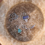 Labradorite & White Sapphire Earring Charm Sterling Silver
